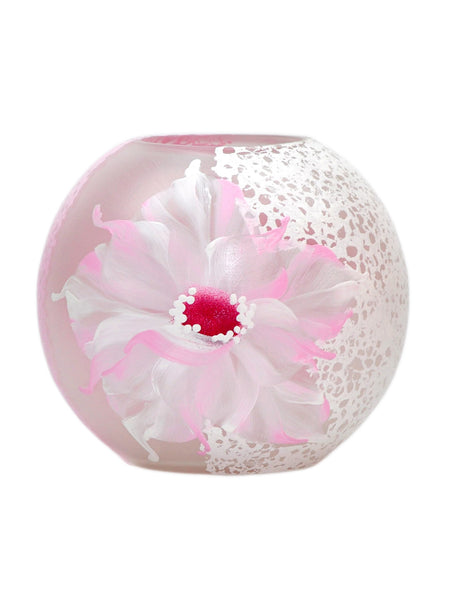 Handpainted Glass Vase for Flowers | Painted Art Glass Round Bubble Vase | Interior Design Home Room Rose Decor | Table vase 6 in