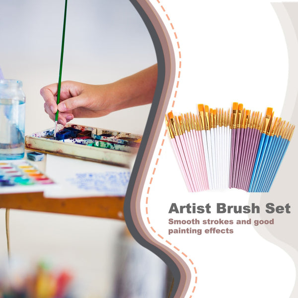 10Pcs Nylon Hair Wood Black Handle Watercolor Acrylic Oil Brush Painting Art Artists Supplies Artist Paint Brush Set|Paint Brushes|