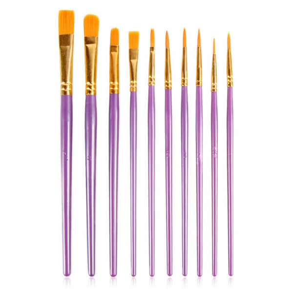 10Pcs Nylon Hair Wood Black Handle Watercolor Acrylic Oil Brush Painting Art Artists Supplies Artist Paint Brush Set|Paint Brushes|