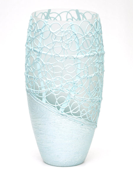 Handpainted Glass Vase for Flowers | Painted Art Glass Oval Vase | Interior Design Home Room Decor | Table vase 12 inch