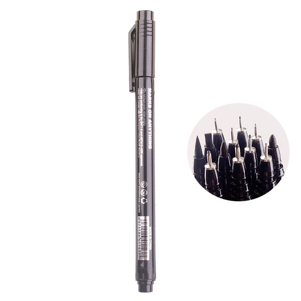 12pcs/set Black Pigment Liner Neelde Water proof Micron PenTip Fine Liner Sketching Hook Art Pen Marker Pen for Manga|Art Markers|