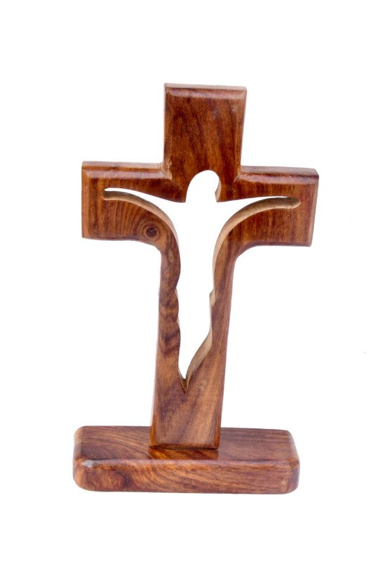 9.5 Inch Wall Mounted Wall Hanging Wooden Jesus Christ Cross Crucifix Catholic Rosewood Crucifix for Home, Church and Chapel