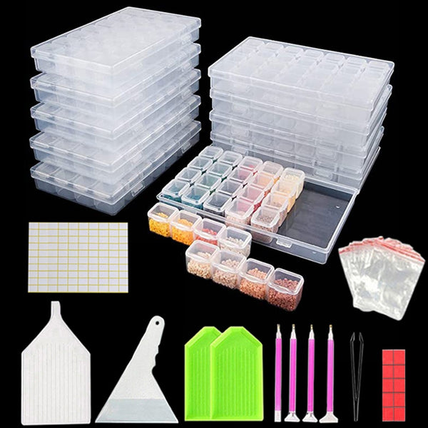 28 Grids 5D DIY Diamond Painting Box Organizer Case Diamond Embroidery Accessories Storage Containers With 40Pcs Tools Kits|Diamond Painting Cross Stitch|