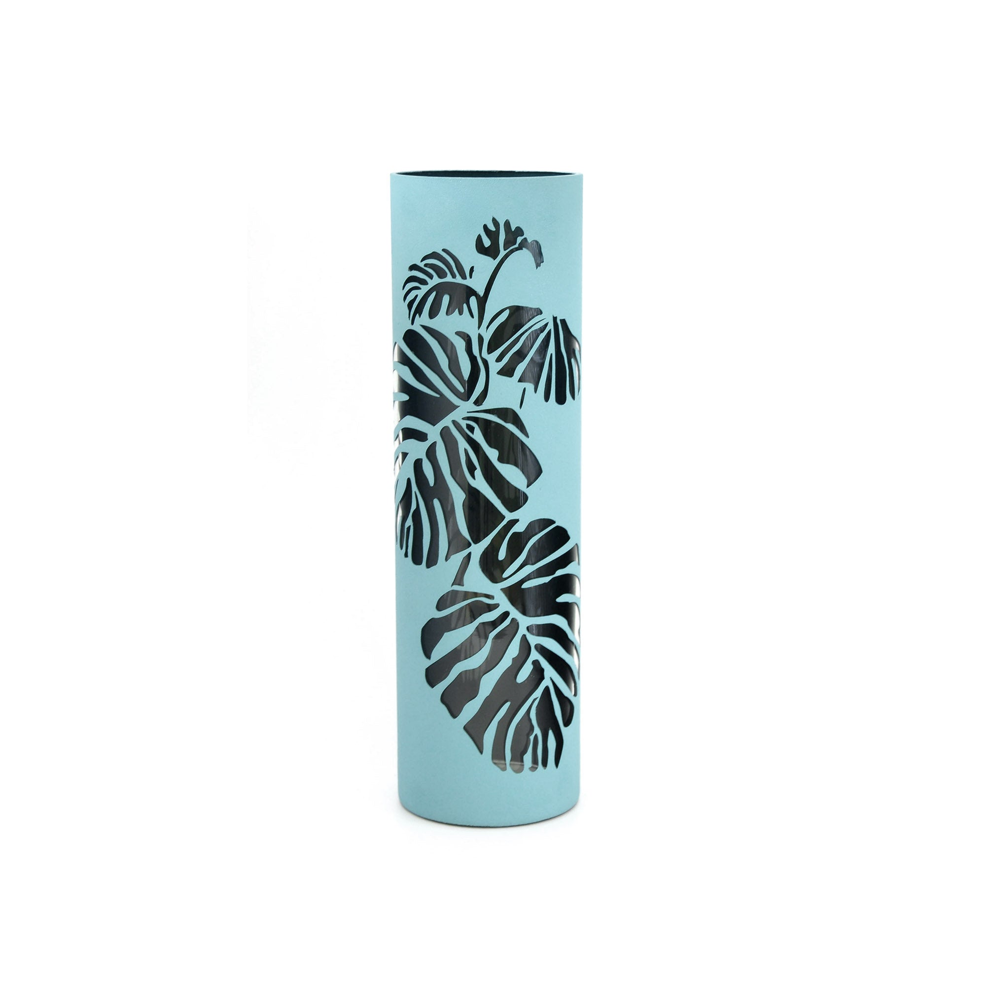 Clear leaves decorated glass vase | Glass vase for flowers | Cylinder Vase | Interior Design | Home Decor | Large Floor Vase 16 inch