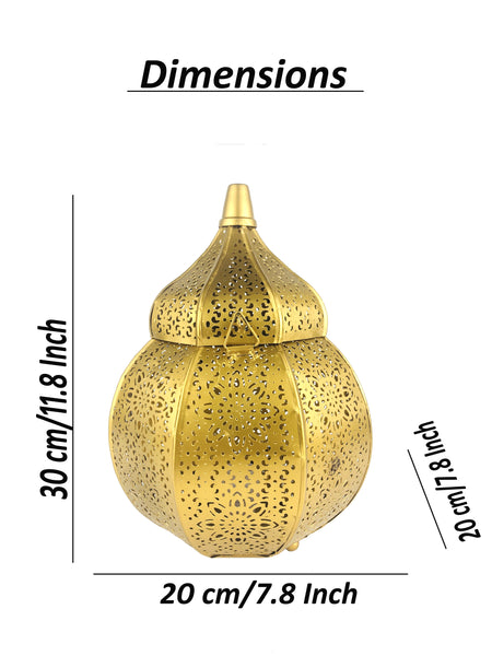 Classic Fancy Moroccan, Metal Decorative Table Lamps For Bedroom, Living Room, Home Decoration (Pack of 1, Golden)