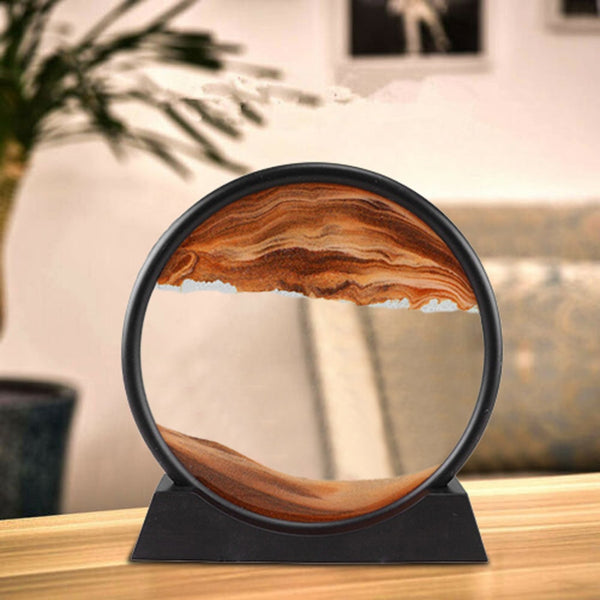 Hourglass 3D Moving Sand Art Picture Round Glass 3D Deep Sea Sandscape In Motion Display Flowing Sand Frame Home Decoration