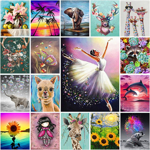 5D DIY Diamond Painting Kit Elephant Animal Mosaic Flower Full Circle Diamond Embroidery Rhinestone Craft Home Decoration Gift|Diamond Painting Cross Stitch|