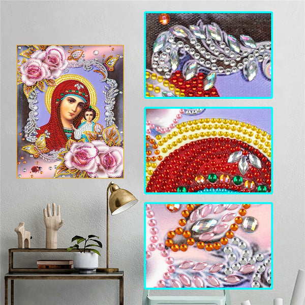 5D DIY Diamond Painting Religious Figure Madonna Embroidery Mosaic Decorative Painting Crafts|Diamond Painting Cross Stitch|