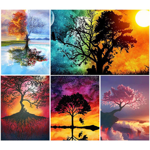 5D Diy Diamond Painting Four Season Tree Cross stitch Kit Full Drill Square Embroidery Mosaic Art Picture of Rhinestones Decor|Diamond Painting Cross Stitch|