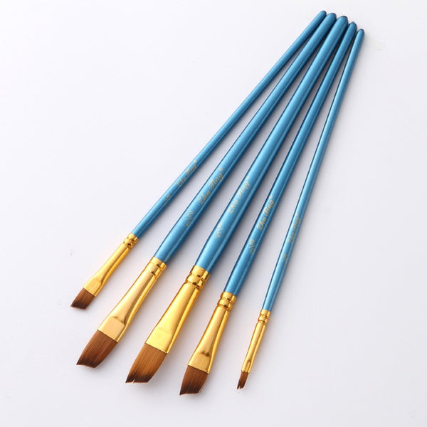 5Pcs/set Nylon Artist Paint Brush Professional Watercolor Acrylic Wooden Handle Painting Brushes Art Supplies Stationery|Paint By Number Pens & Brushes|