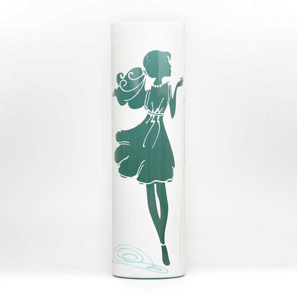 Fashion girl | Art decorated glass vase | Glass vase for flowers | Cylinder Vase | Interior Design | Home Decor | Large Floor Vase 16 inch