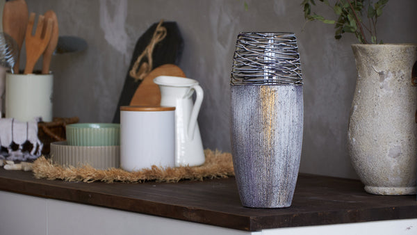 Handpainted Glass Vase for Flowers | Art Glass Vase | Interior Design Home Decor | Table vase 10 in