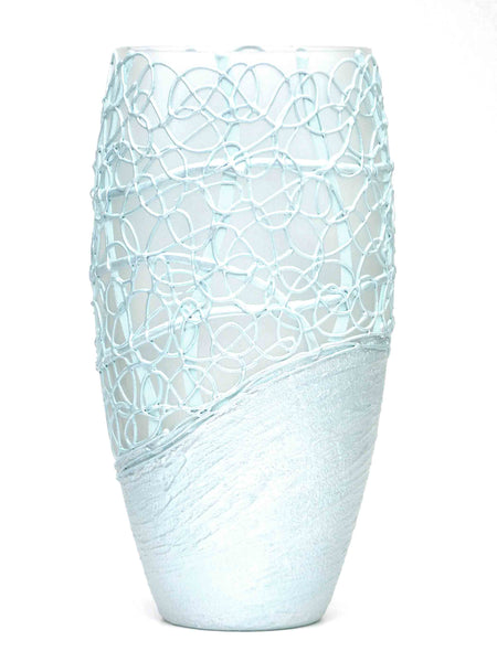 Handpainted Glass Vase for Flowers | Painted Art Glass Oval Vase | Interior Design Home Room Decor | Table vase 12 inch