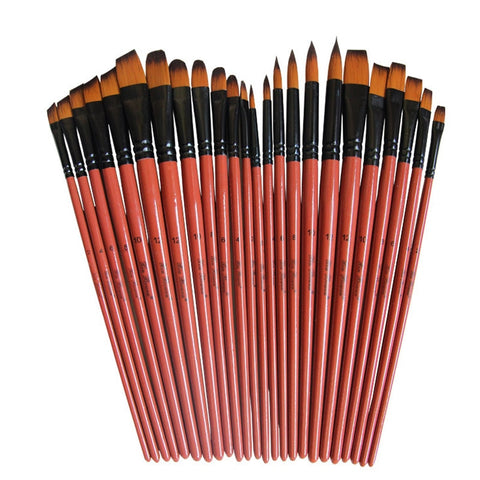 Art Model Paint Nylon Hair Acrylic Oil Watercolour Drawing Art Supplies Brown 6 Pcs Painting Craft Artist Paint Brushes Set|Paint By Number Pens & Brushes|