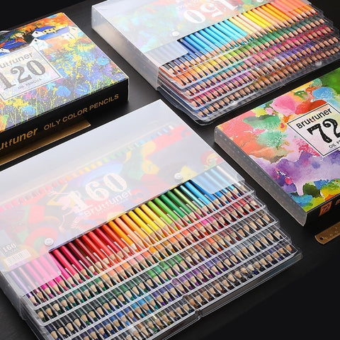 Brutfuner 48/72/120/160/180 Color Professional Oil Color Pencils Set Wood Soft Watercolor Pencil For Drawing Sketch Art Supplies|Colored Pencils|