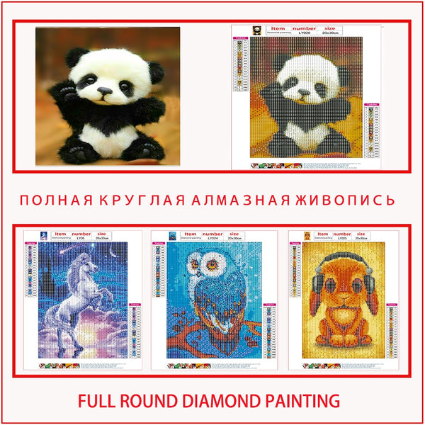 DIY 5D Diamond Painting Round Animal Cross Stitch Kit Full Embroidery Cartoon Picture Mosaic Art Rhinestone Decoration Picture|Diamond Painting Cross Stitch|