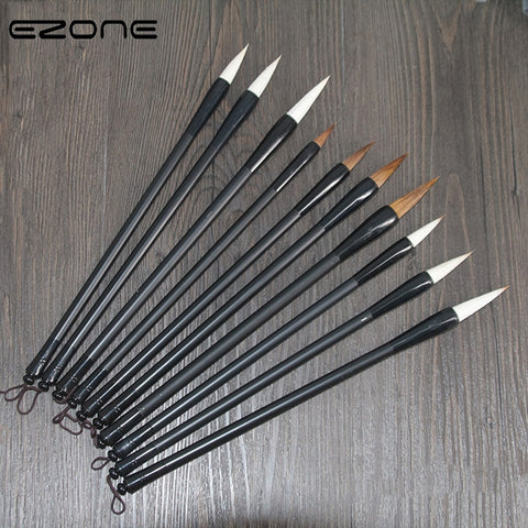 EZONE Chinese Woolden Writing Painting Brushes Set Calligraphy Pen Artist Drawing Watercolor Wolf Painting Brushes Art Supply|Paint Brushes|