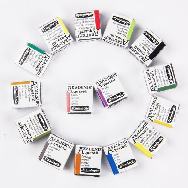 German Schmincke Solid Watercolor Paint Half Pans Academy Single Color Replacement Watercolor Pigments Art Supplies for Artists|Water Color|