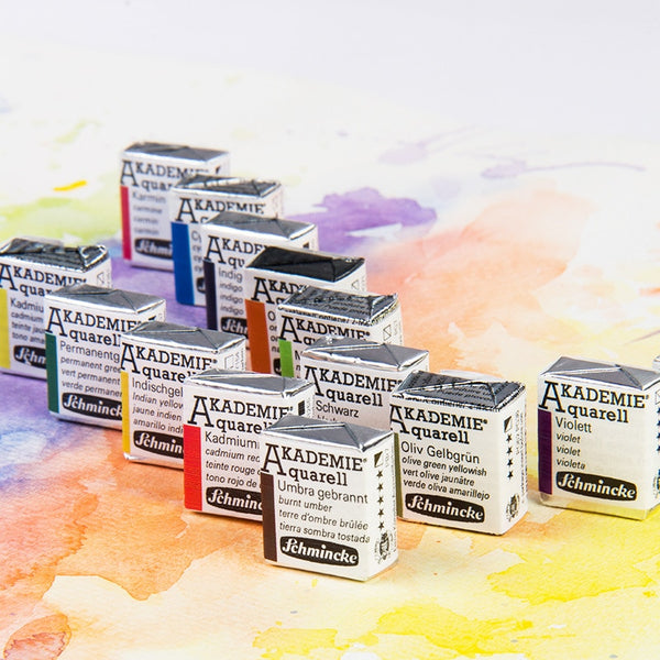 German Schmincke Solid Watercolor Paint Half Pans Academy Single Color Replacement Watercolor Pigments Art Supplies for Artists|Water Color|