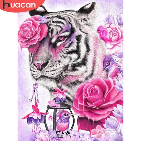 HUACAN Diamond Painting Kit Animal Tiger 5D DIY Diamond Embroidery Cross Stitch Rose Rhinestones Mosaic Home Decor|Diamond Painting Cross Stitch|