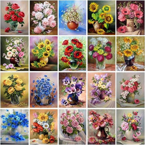 JIEME 5D Diamond Painting DIY Flower Full Round Diamond Sunflower Poppy Flower Diamond Embroidery Home Decoration Gift|Diamond Painting Cross Stitch|