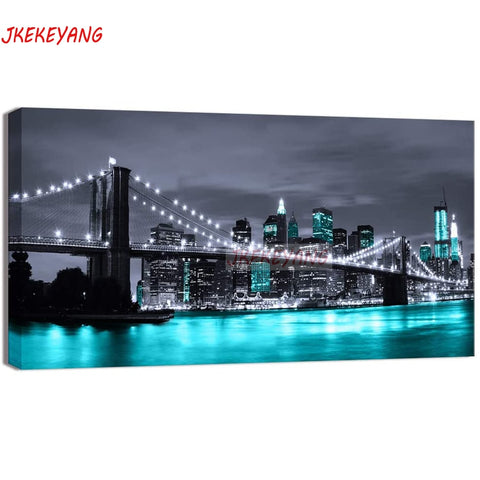 Large 5D Diy diamond painting New York Brooklyn night view Diamond Mosaic Rhinestone Embroidery cross stitch Y3585|Diamond Painting Cross Stitch|