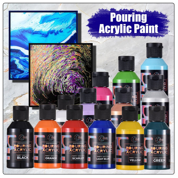 OPHIR 100ML Professional Pouring Acrylic Paint Fluid Marbling Paint for Artist DIY Art Supplies 36 Colors for Choose|Nail Polish|