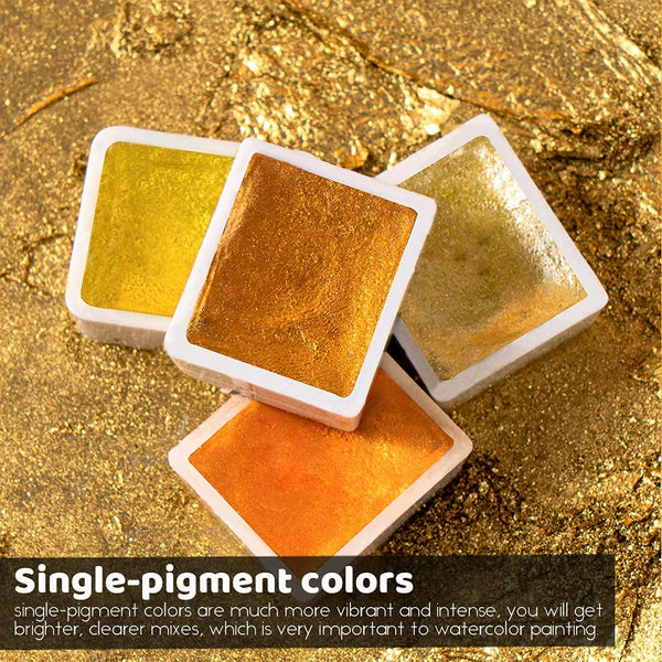 Paul Rubens Solid Watercolor Paint Set 12/24/48 Colors Glitter Metallic Paints Sparkle Effect Pigment Artist Grade Art Supplies|Water Color|