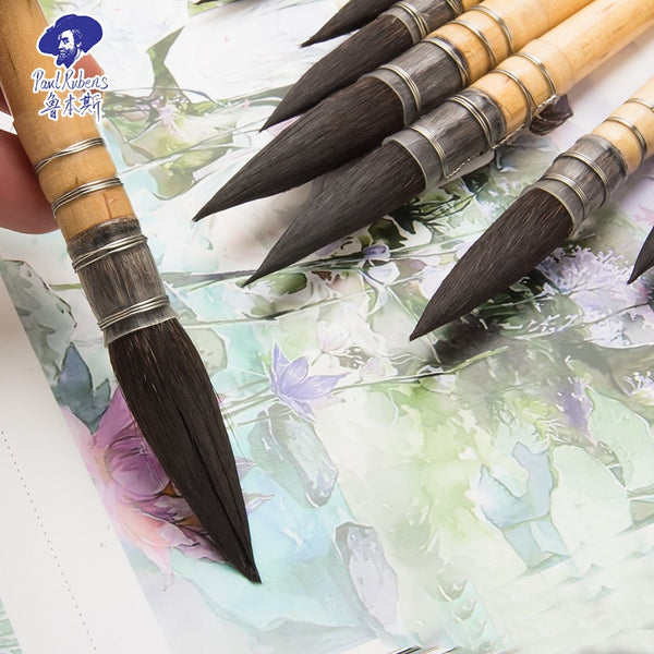 Paul Rubens Watercolor Brush Pen Paint Acrylic Squirrel Hair Multiple Size Timber Baking Varnish Holder Art Supplies for Artist|Paint Brushes|