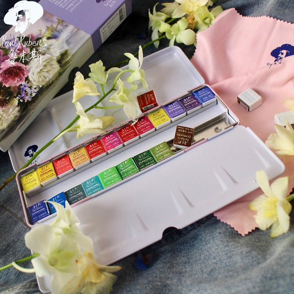 Paul Rubens Watercolor Paint Art Supplies Artist Grade Set Professional 24 Colors Perfect for Flower Drawing|Water Color|