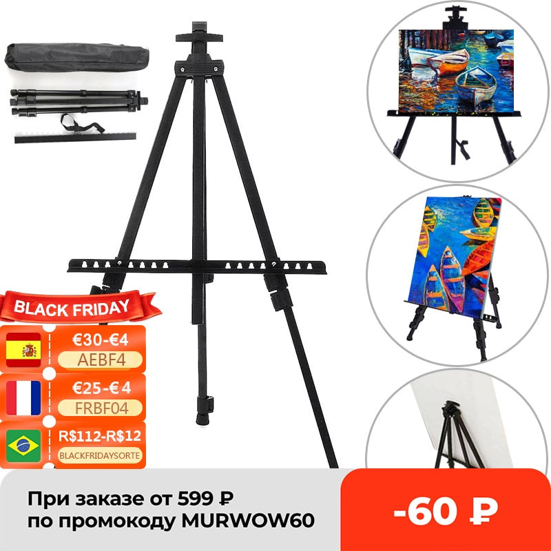 Portable Metal Easel Adjustable Sketch Travel Easel Thicken Triangle Aluminum Alloy Easel Sketch Drawing For Artist Art Supplies|Easels|