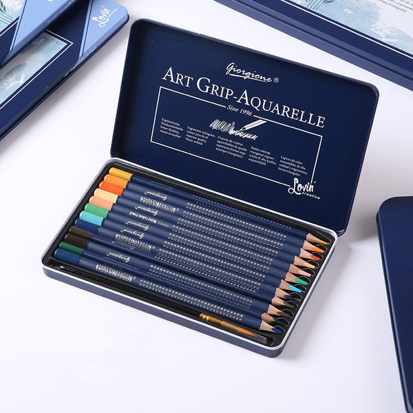 Professional Watercolor Pencil Set 12/36/48 Coloured Pencils Water Soluble Sketching Pencils with Brush Art Supplies for Artists|Colored Pencils|