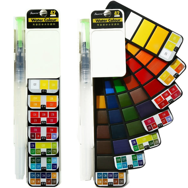 Superior 18/25/33/42 Color Solid Watercolor Set Collapsible Water Color Paint With Water Brush Pen art supplies for artist|Water Color|