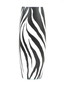 Art decorated zebra glass vase | Painted Art Glass Oval Vase | Interior Design Home Decor | Moving gift | Large Floor Vase 16 inch