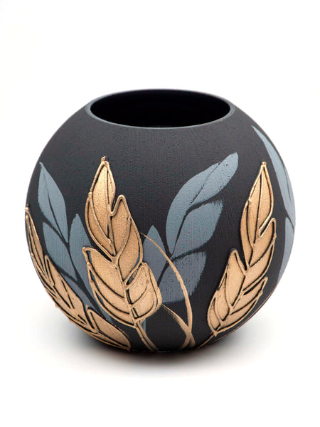 Art Decorated Glass Vase for Flowers | Round Vase | Interior Design Home Room Decor | Table vase 6 inch