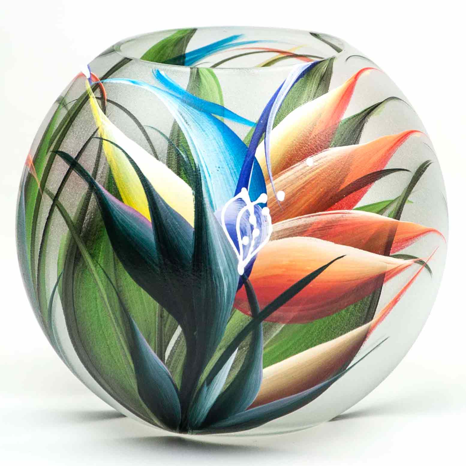 Handpainted Glass Vase for Flowers | Painted Art Glass Vase | Interior Design Home Room Decor | Table vase 6 in