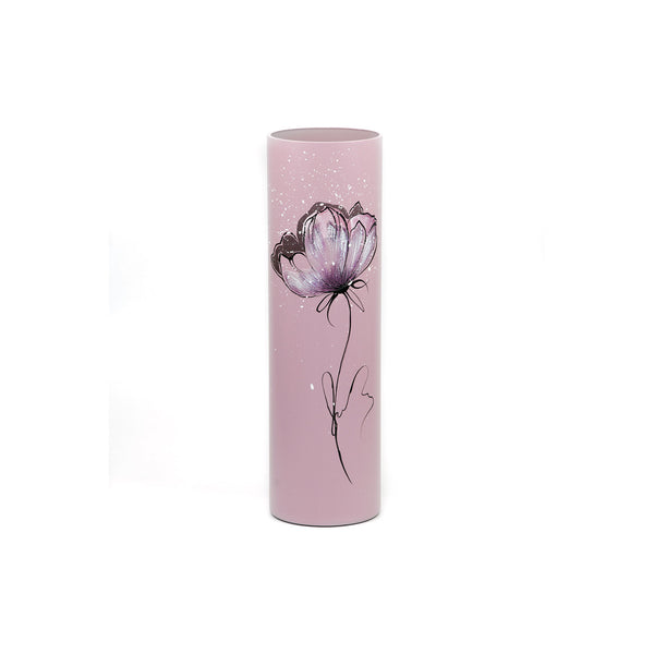 Gentle flower | Art decorated glass vase | Glass vase for flowers | Cylinder Vase | Interior Design | Home Decor | Large Floor Vase 16 inch