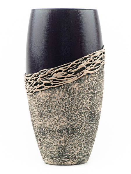 Handpainted Glass Vase for Flowers | Painted Art Glass Violet Oval Vase | Interior Design Home Room Decor | Table vase 12 inch