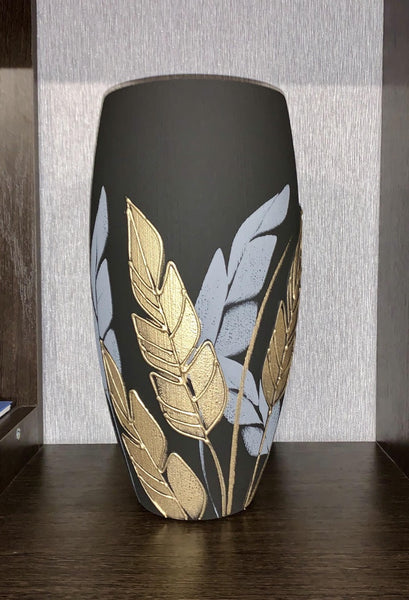 Handpainted Glass Vase for Flowers | Painted Art Glass Oval Vase | Nature Home Decor | Table vase 12 inch.