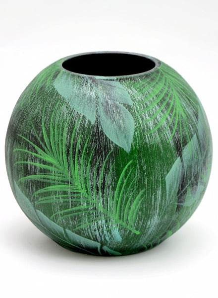 Handpainted Glass Vase for Flowers | Painted Tropical Art Glass Round Vase | Home Room Decor | Table vase 6 inch
