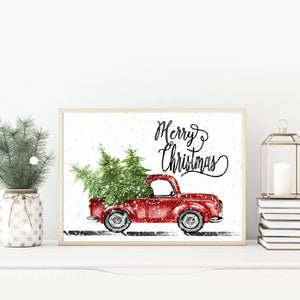 Truck Christmas Trees Home Decorative Nordic Canvas HD Prints Paintings Modular Pictures Modern Artwork Bedroom Wall Art Poster