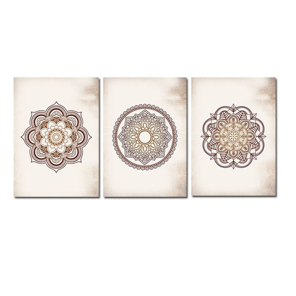 Wall Art Prints Brown Bedroom Wall Decor Mandala Brown Canvas Painting Wall Pictures Living Room Home Decor No Frame Artwork