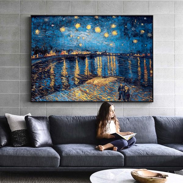 Van Gogh Starry Night Canvas Paintings Replica On The Wall Impressionist Starry Night Canvas Pictures For Living Room Cuadros