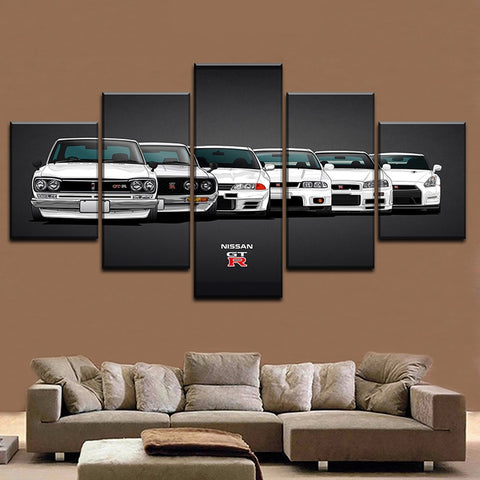 Canvas Painting HD Print Modular Artwork Modern 5 Pieces Nissa Skyline Gtr Car Pictures Home Decorative Wall Art Unique Poster