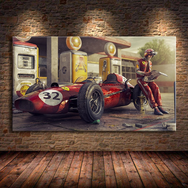 Vintage Car Poster Ferraris Classic Racing F1 Race Car Artwork Wall Art Picture Print Canvas Painting For Home Living Room Decor