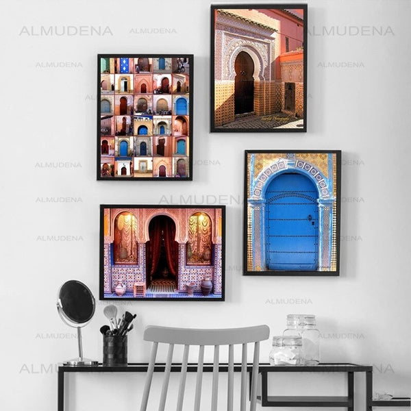 Modern Art Wall Ancient Gate Morocco Canvas Painting Posters Artwork Pictures Printed for Living Room Bathroom Home Decoration