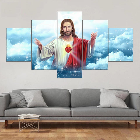 Canvas Hd Prints Pictures Wall Jesus Artwork Painting 5 Panel Home Decor Modular Poster Framed For Living Room