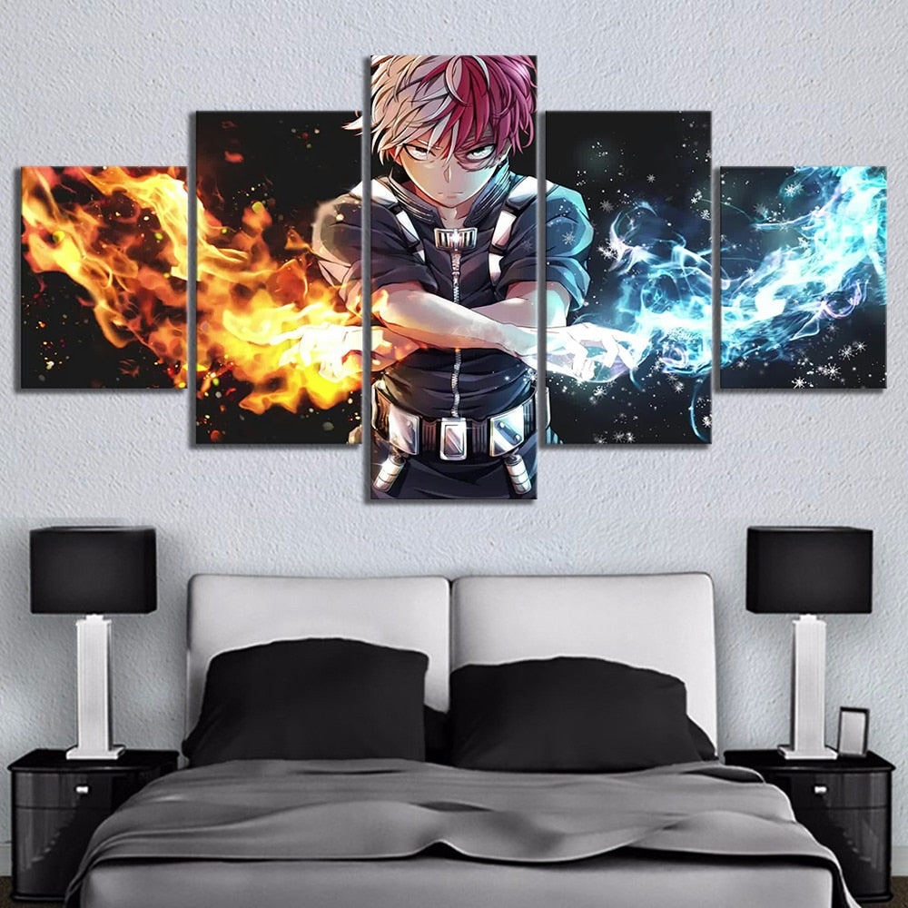 Wall Artwork Canvas Painting Printed HD My Hero Academia Anime 5 Panel Home Decoration Modular Pictures Poster For Living Room