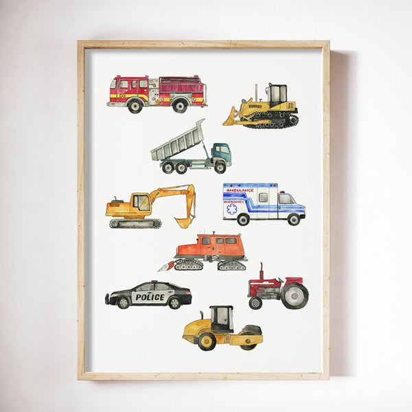 Transportation Vehicle Wall Art Canvas Painting Room Decor Posters and Prints Truck Nursery Artwork Picture Boys Room Decoration