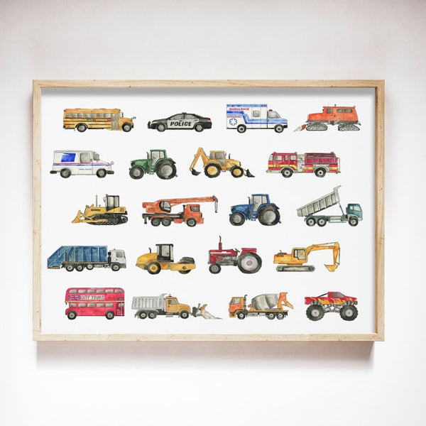 Transportation Vehicle Wall Art Canvas Painting Room Decor Posters and Prints Truck Nursery Artwork Picture Boys Room Decoration